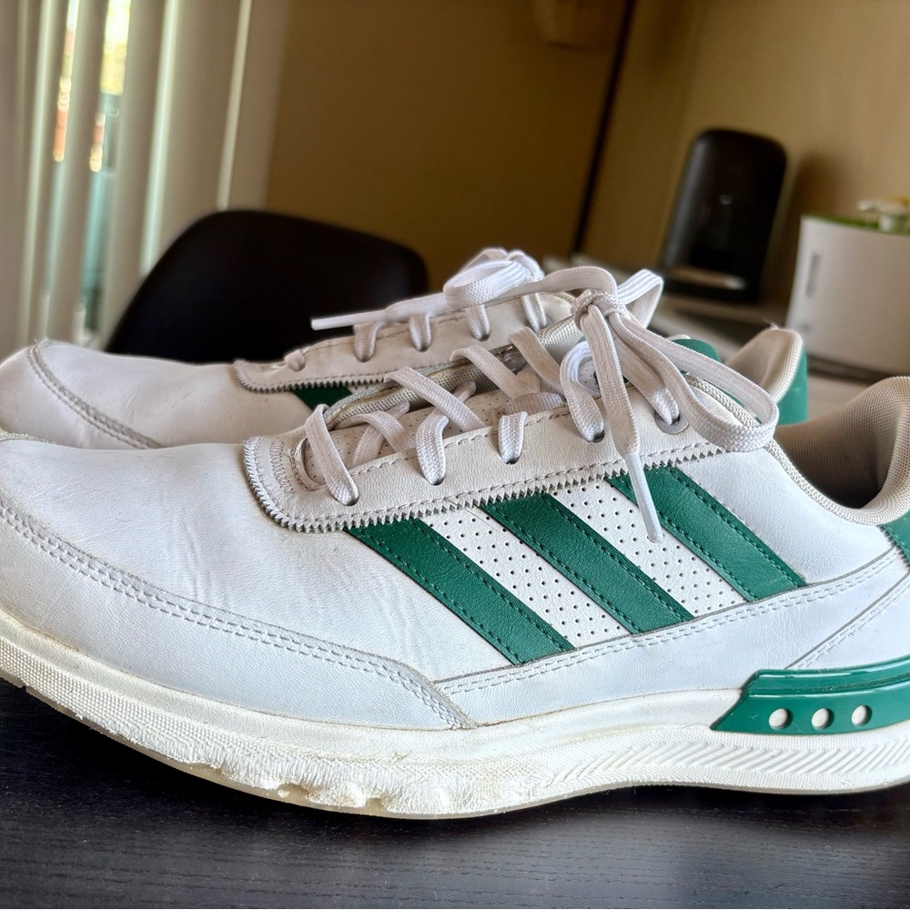 Adidas White and Green Retro Sneakers